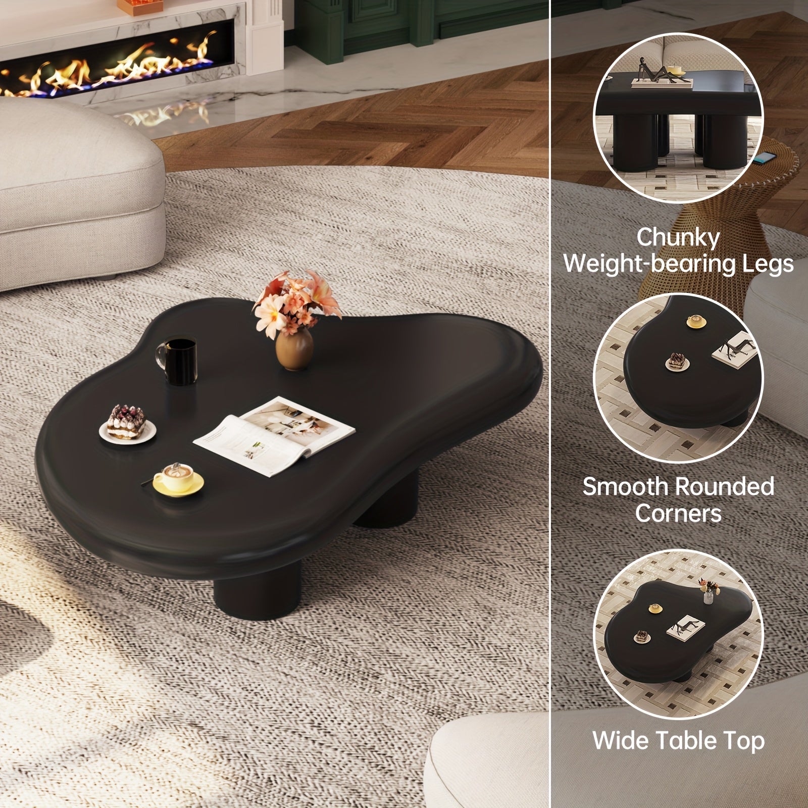 Irregular Coffee Table, Cute Modern Living Room Cloud Table, Cartoon Coffee Table, Four-Legged Living Room Indoor Coffee Table, Small Space Minimalist Style Center Table, Small Space, Easy to Assemble