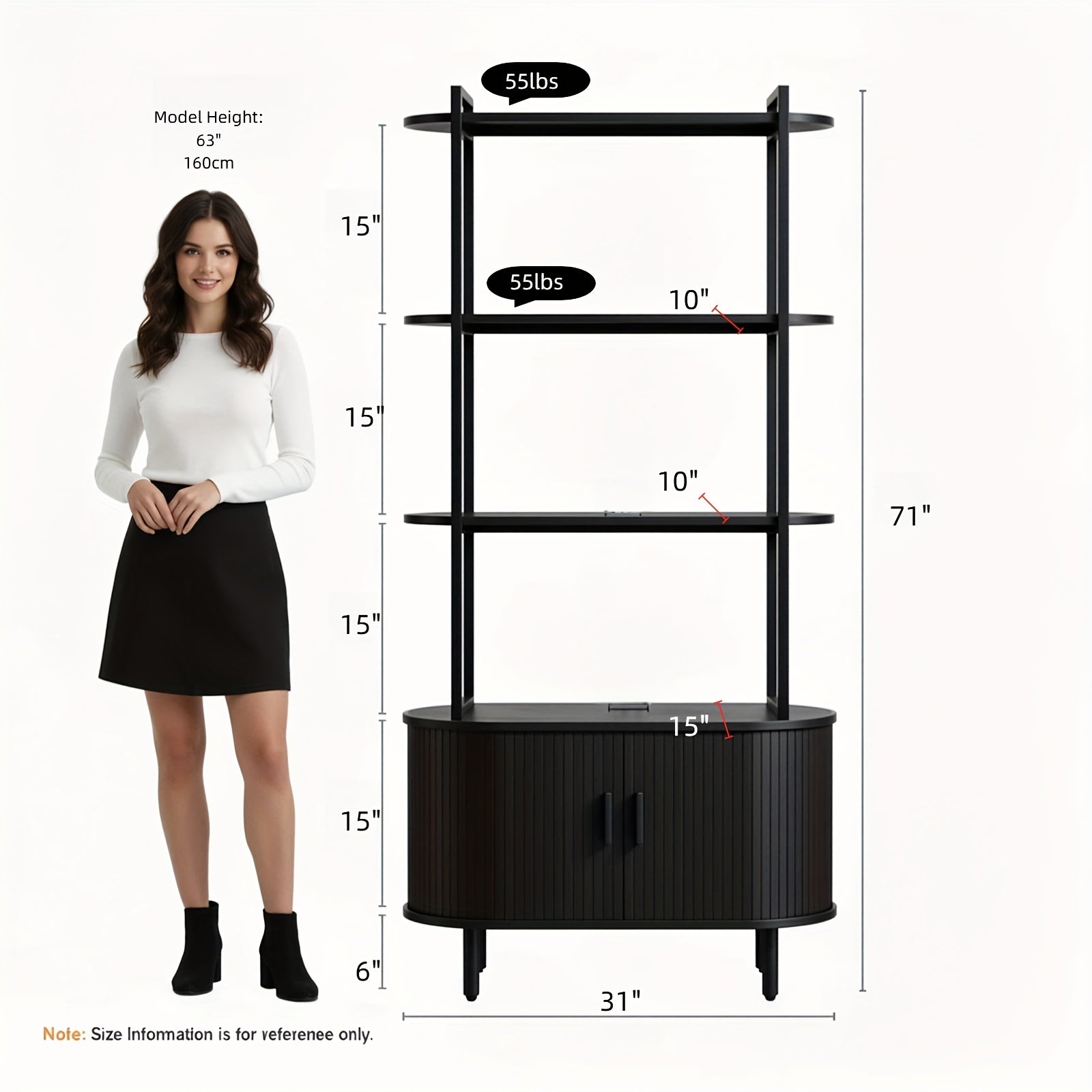 4-Tier Open Bookshelf 71 Inch High Floor Standing Display Bookcase Storage Rack with Storage Cabinets Living Room, Bedroom, Home Office Display Shelf Walnut