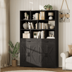 Large Modern 6-Tier Bookcase with 8 Open Cubbies, 2 Drawers & 4 Doors - 71\