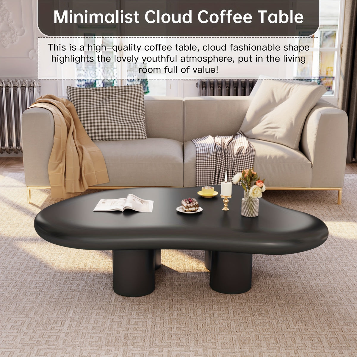 Irregular Coffee Table, Cute Modern Living Room Cloud Table, Cartoon Coffee Table, Four-Legged Living Room Indoor Coffee Table, Small Space Minimalist Style Center Table, Small Space, Easy to Assemble
