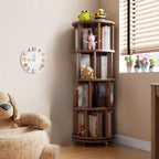 A 4\u002F6-Layer Solid Wood Bookshelf Storage Cabinet That Rotates 360°. This Festive Living Room Furniture Comes with Limited-Time Special Deals. Available in Three Styles
