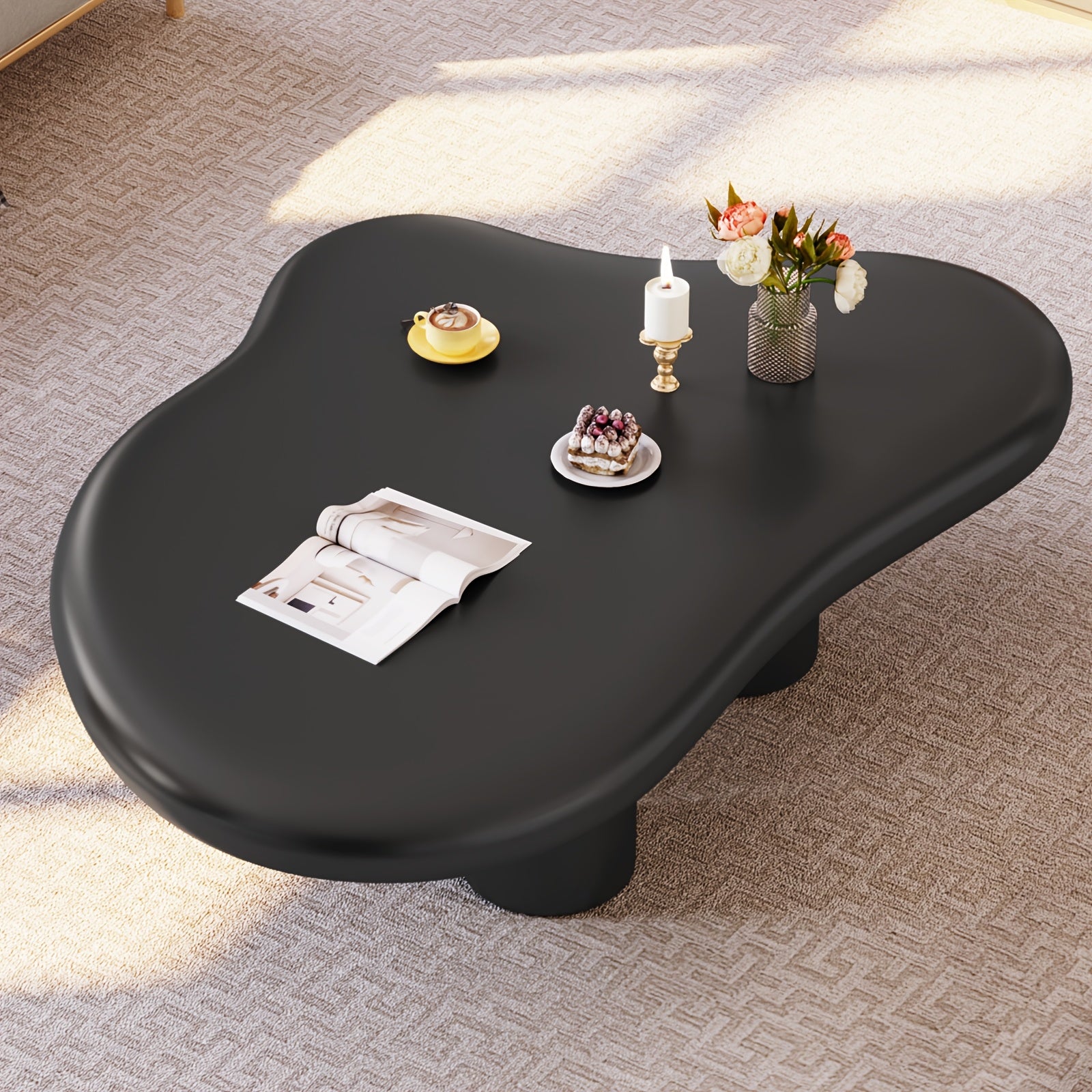 Irregular Coffee Table, Cute Modern Living Room Cloud Table, Cartoon Coffee Table, Four-Legged Living Room Indoor Coffee Table, Small Space Minimalist Style Center Table, Small Space, Easy to Assemble