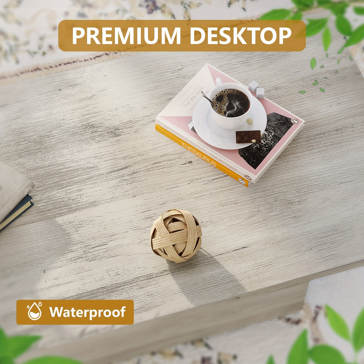 Modern Minimalist Coffee Table, 55 LBS Capacity, 47.25-Inch Waterproof Desktop, Premium Design for Living Room and Office