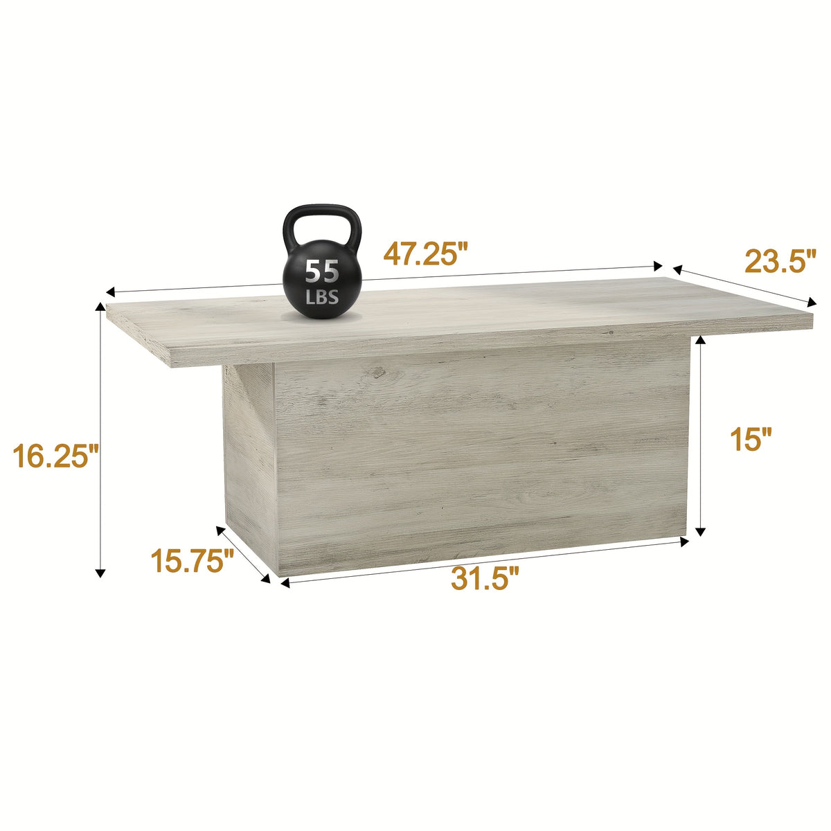 Modern Minimalist Coffee Table, 55 LBS Capacity, 47.25-Inch Waterproof Desktop, Premium Design for Living Room and Office