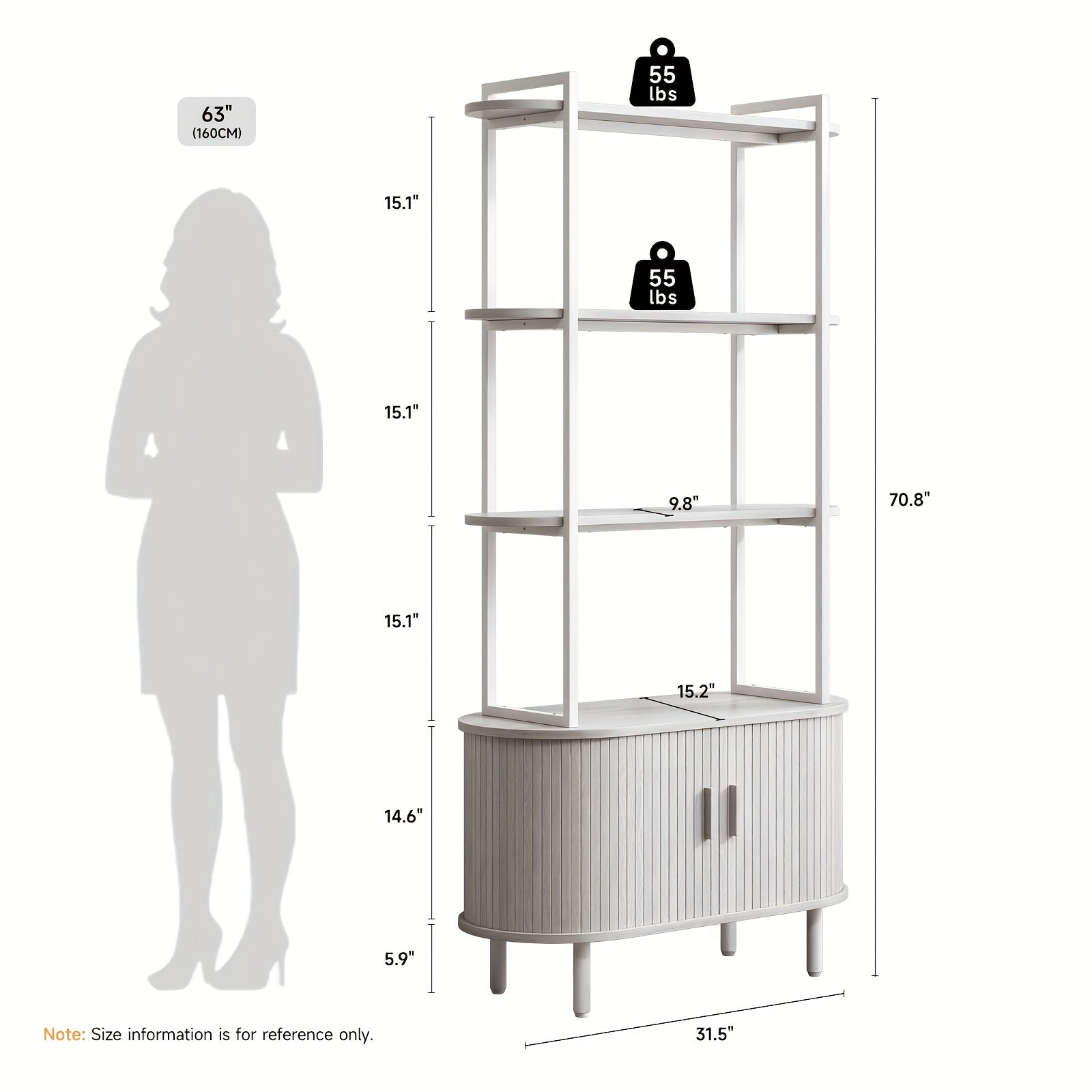 4-Tier Open Bookshelf 71 Inch High Floor Standing Display Bookcase Storage Rack with Storage Cabinets Living Room, Bedroom, Home Office Display Shelf Walnut