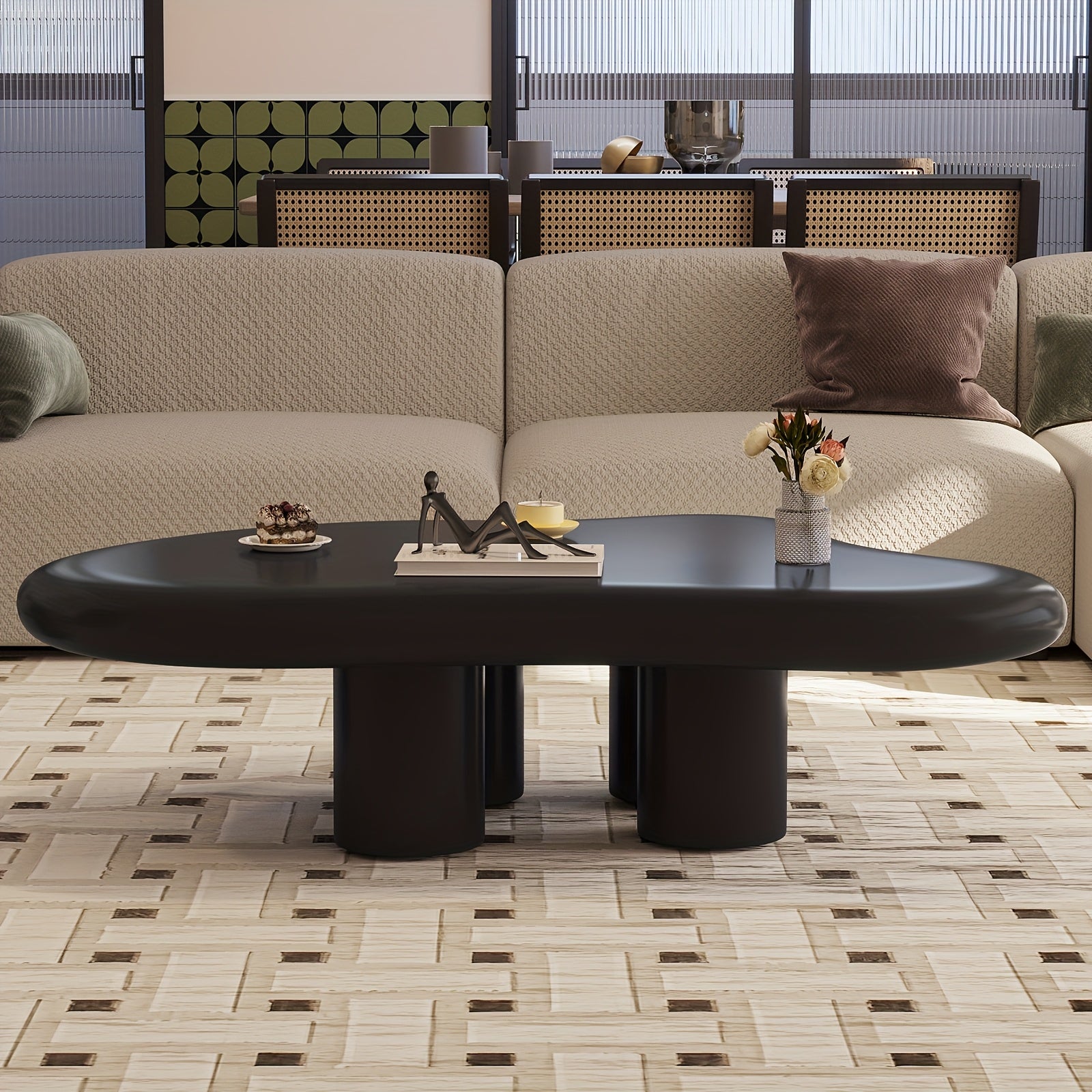 Irregular Coffee Table, Cute Modern Living Room Cloud Table, Cartoon Coffee Table, Four-Legged Living Room Indoor Coffee Table, Small Space Minimalist Style Center Table, Small Space, Easy to Assemble