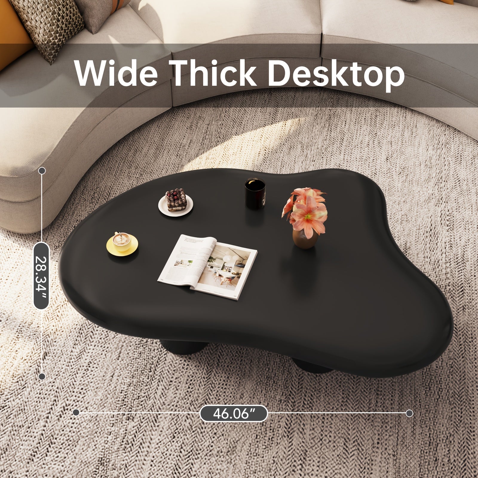 Irregular Coffee Table, Cute Modern Living Room Cloud Table, Cartoon Coffee Table, Four-Legged Living Room Indoor Coffee Table, Small Space Minimalist Style Center Table, Small Space, Easy to Assemble